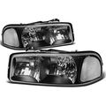 Gmc Sierra Yukon Gmt800 Pair Of Black Housing Clear Corner Headlight Assembly Kit