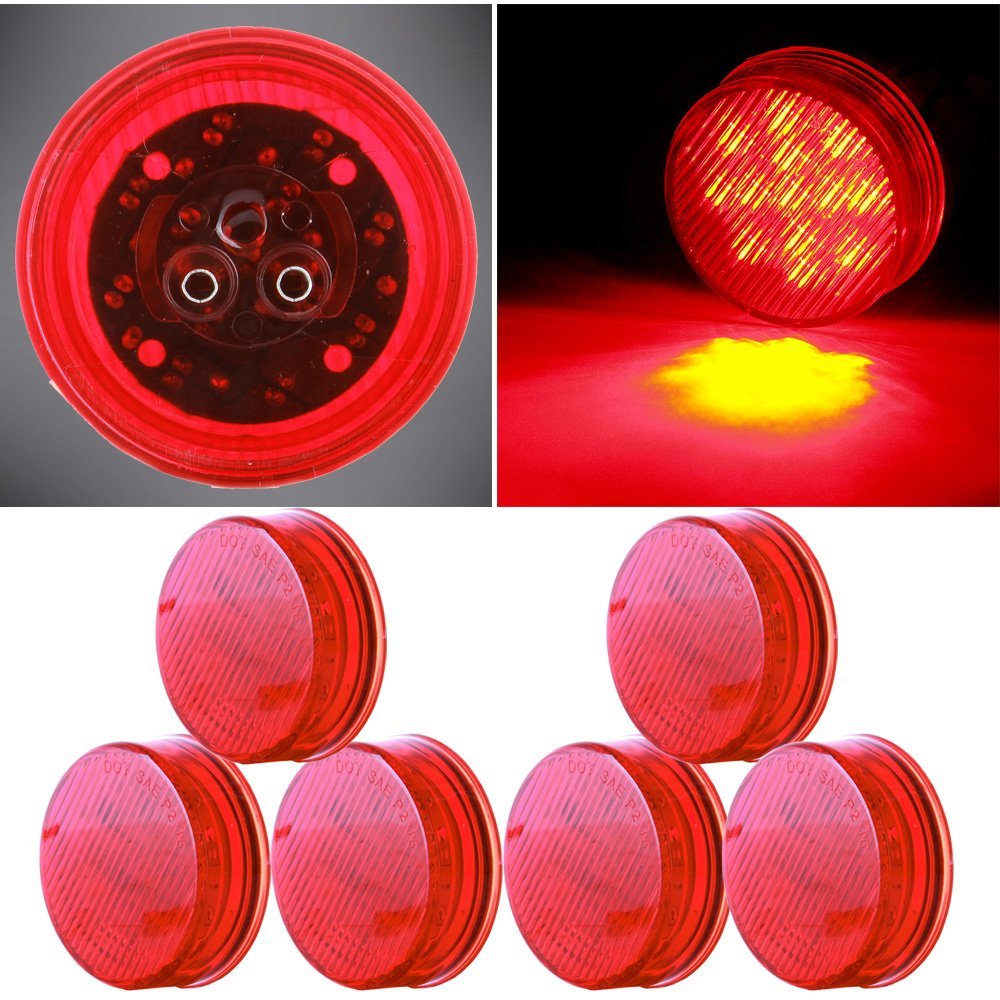6 Pack 2 5 In Round Red Led Side Marker Clearance Lights 13 Waterproof Trailer Truck Lamps 10v 13v Dc Universal Fit