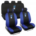 Blue Hibiscus Flower Car Seat Covers 9 Piece Set Universal Fit For Truck Suv Van Includes Steering Wheel Cover And Belt Pads 