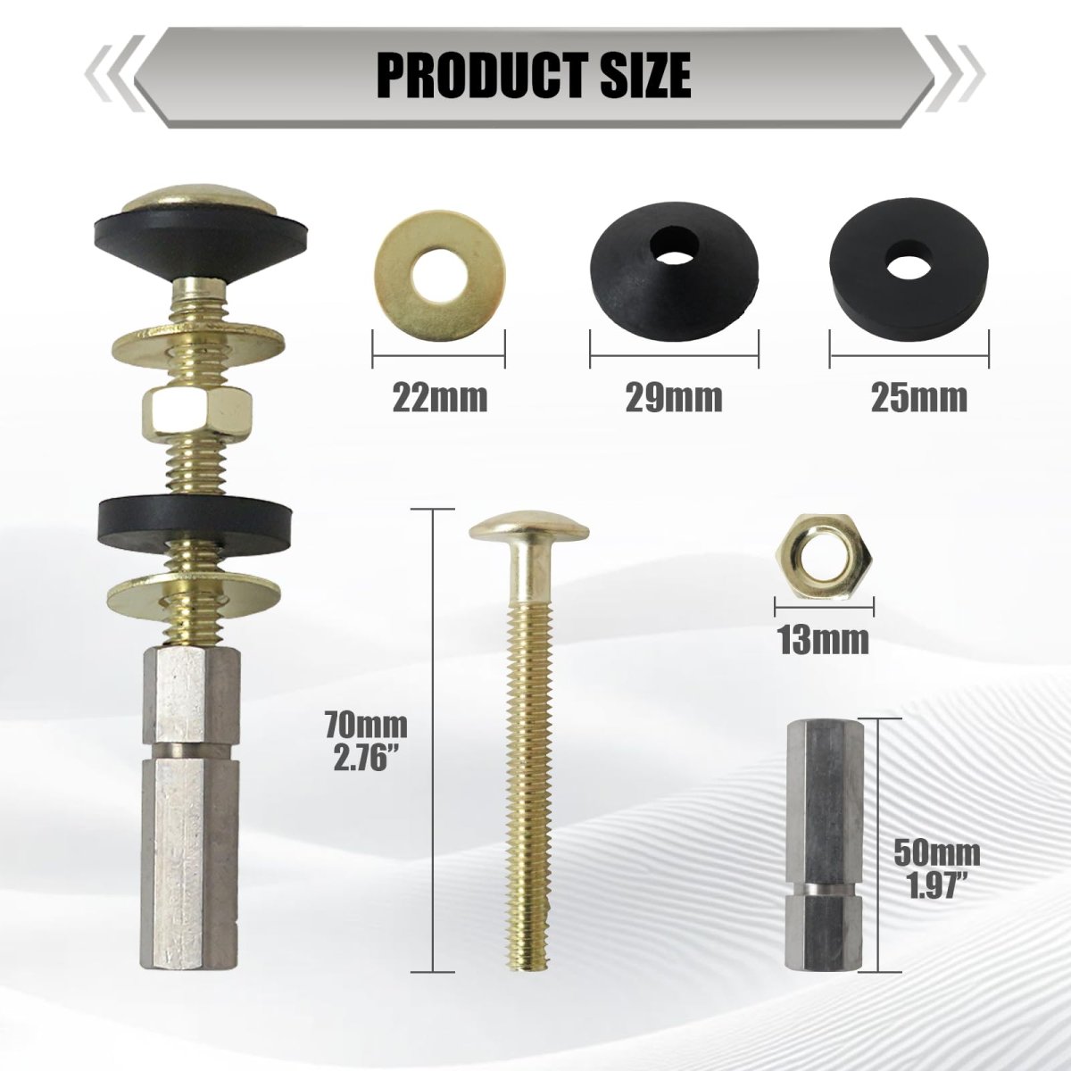 Toilet Tank To Bowl Bolt Kit 2 Pack Brass Screws With Rubber Washers And Extra Long Lock Nuts
