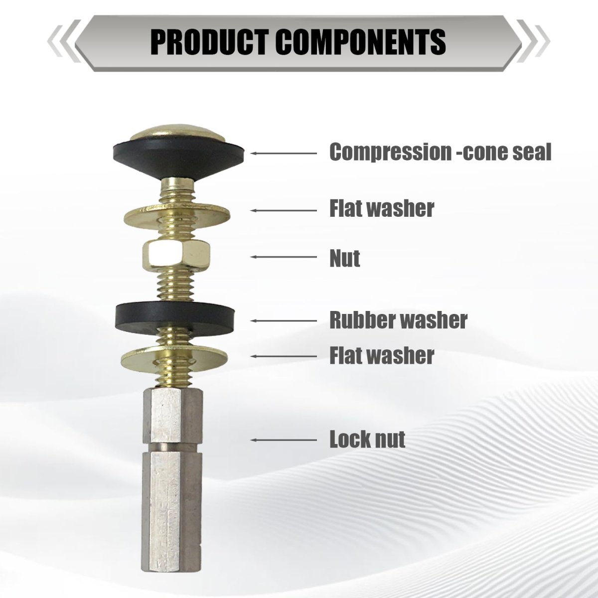 Toilet Tank To Bowl Bolt Kit 2 Pack Brass Screws With Rubber Washers And Extra Long Lock Nuts