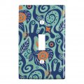 Vines And Leaves Blue Pattern Plastic Wall Decor Toggle Light Switch Plate Cover 