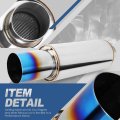 Universal 2 Inches Straight-through Muffler With Double Walled Round Burnt Tip Stainless Steel