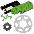 Caltric Green O-ring Drive Chain Sprockets Kit Compatible With Kawasaki Zx600 Zx-600 Ninja Zx6r 1998-2002