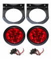2 Pack 4 In Round Led Truck Trailer Tail Lights Red Stop Turn Clearance Lamps With Steel Mounting Brackets Dot Approved 12v 