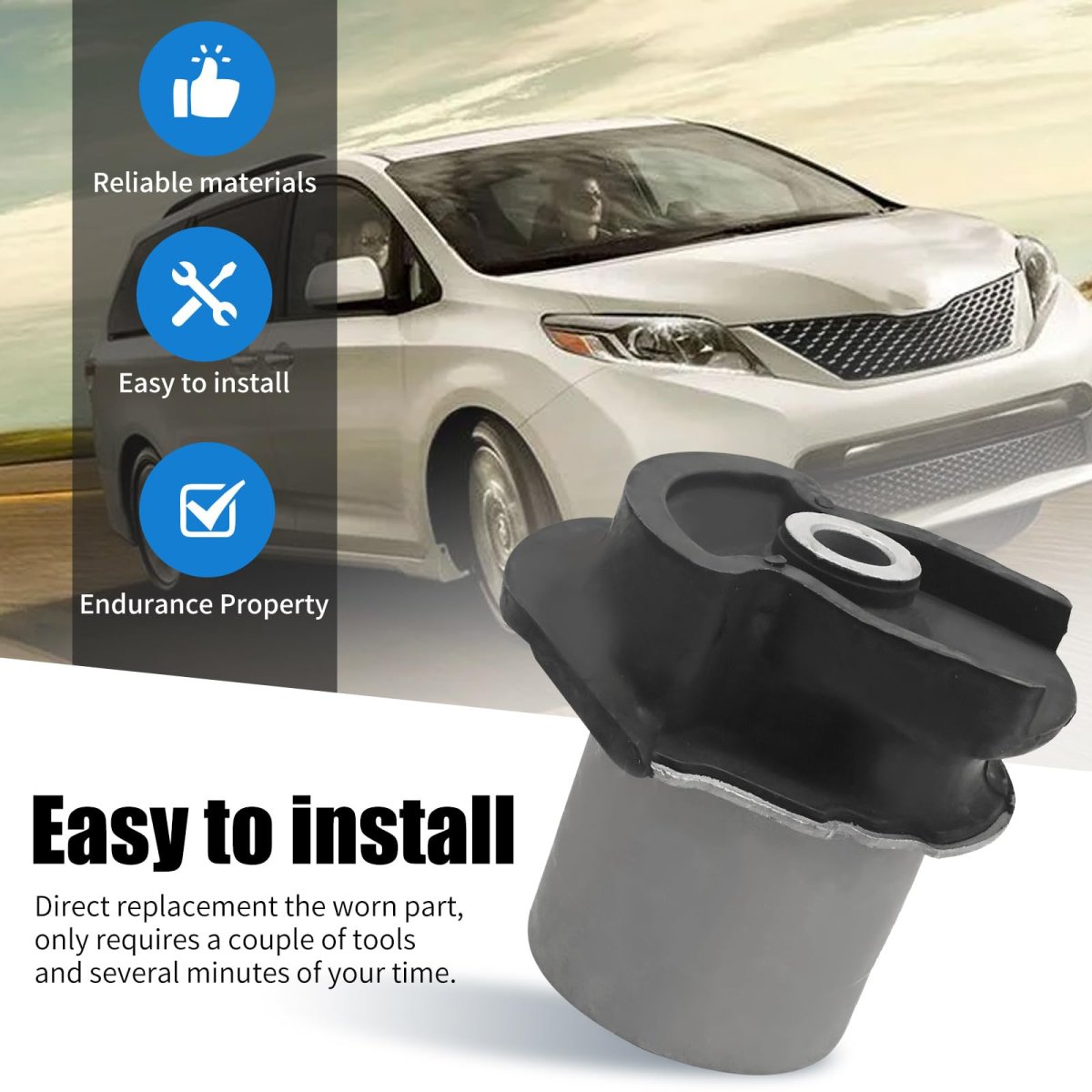 Zreneyfex 2pcs 48725-08020 Rear Axle Beam Bushing Kit Left And Right Side Replacement For Toyota Sienna Se Xle L Base Le Ce