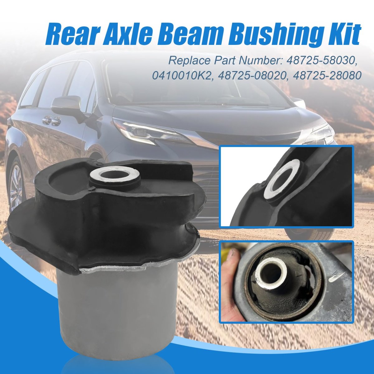 Zreneyfex 2pcs 48725-08020 Rear Axle Beam Bushing Kit Left And Right Side Replacement For Toyota Sienna Se Xle L Base Le Ce