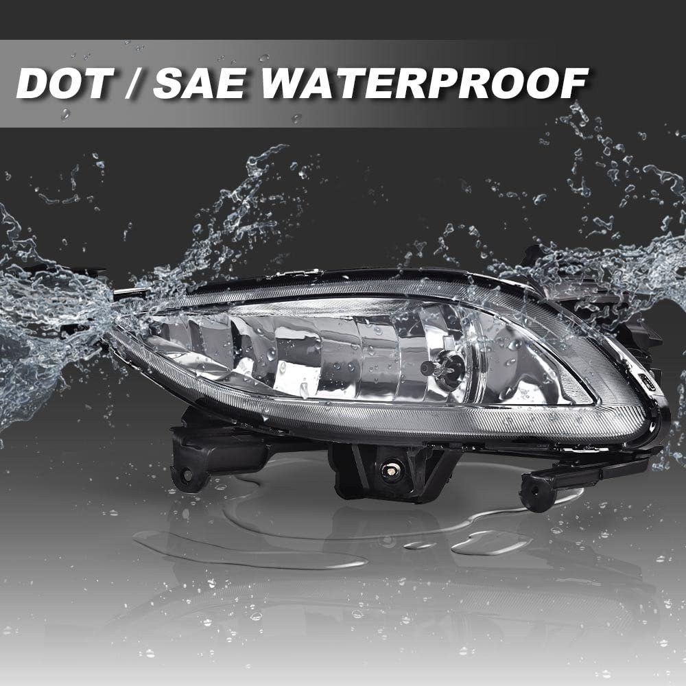 Front Bumper Fog Light Assembly For 2011 2012 2013 Sonata Clear Lens Driving Lamps With 881 27w Bulbs Pair 92201 3q000 92202