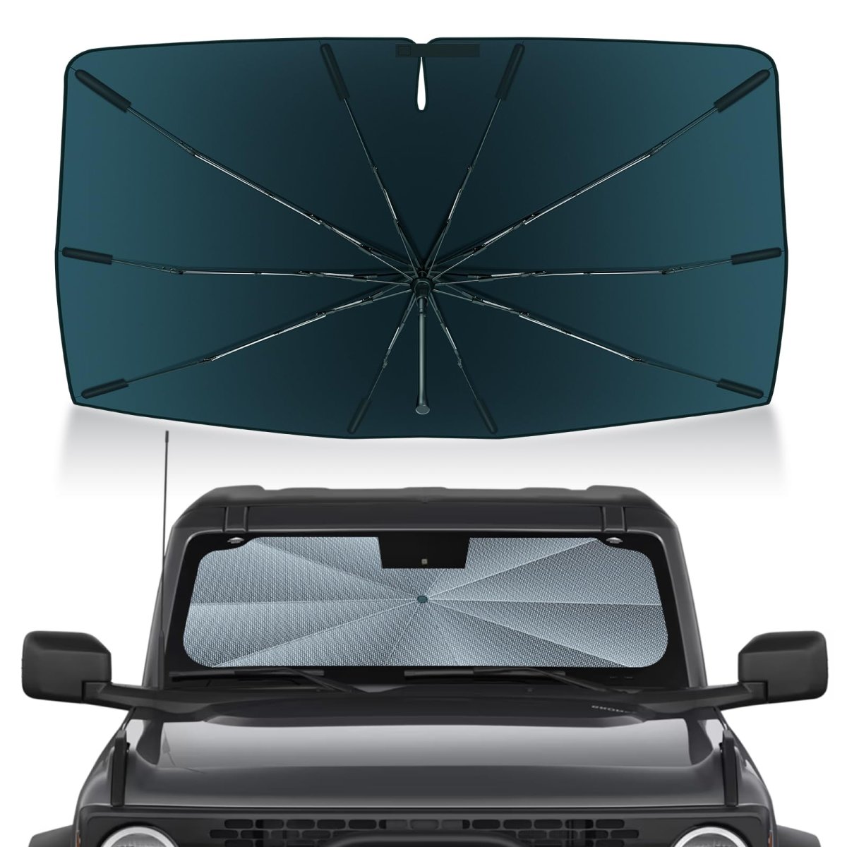 Windshield Sun Shade Umbrella For 2021 2022 2023 2024 2025 2026d Bronco Ice Crystal Material Uv Blocking Car Sunshade Not For