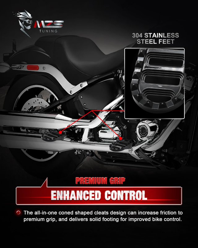 Mzs Motorcycle Foot Pegs 2018-2023 Rear Footpegs Accessories Roating Mx Serrated Wide Pedal For Softail Breakout Deluxe Fat Bob