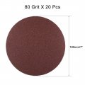 Uxcell 20pcs 7 Inch Hook And Loop Sanding Disc 80 Grits Flocking Sandpaper For Random Orbit Sander