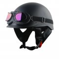 1storm Motorcycle Half Face Helmet Mopeds Scooter Pilot With Retractable Inner Smoked Visor Matt Black T008 Tinted Goggle 
