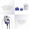 Conair Universal Travel Adapter With Usb European Plug Surge Protection All-in-one Worldwide
