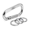 Ipick Image Officially Licensed Ford Laser-etched Silver Metal Carabiner Keychain With Split Key Rings