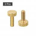 Uxcell 2pcs Brass Knurled Thumb Screws M5x12mm Flat Grip Bolt Knobs Fasteners For Electronic Mechanical