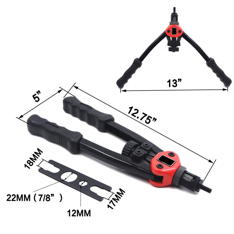 Professional Rivet Gun Tool Hand Nut Riveter Kit 13 In Rivnut Thread Setting Setter Nutsert Metric Sae Riveting Bt605