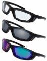 Motorcycle Riding Glasses With Padded Frame And Uv400 Protection 3 Pack Including Clear Grey Green Mirror Lenses For Outdoor 