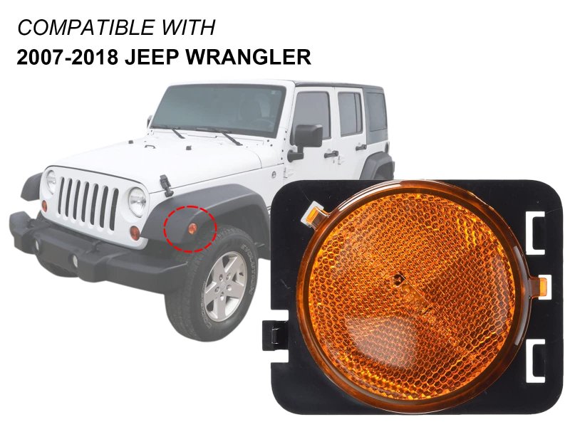 Apa Replacement Side Marker Light For 2007-2018 Wrangler With Bulb Included Driver Left 55078145aa Ch2550127