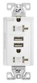 Eaton Tr7756w 20 Amp 125v Combination Usb 3 1a Charger With Duplex Receptacle White 