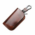 Payutou Leather Car Key Case Holderchain Metal Hook And Keyring Zipper Auto Key Chain Brown 