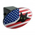 Black Cat 4th Of July American Flag Patriotic Oval Tow Hitch Cover Trailer Plug Insert 2