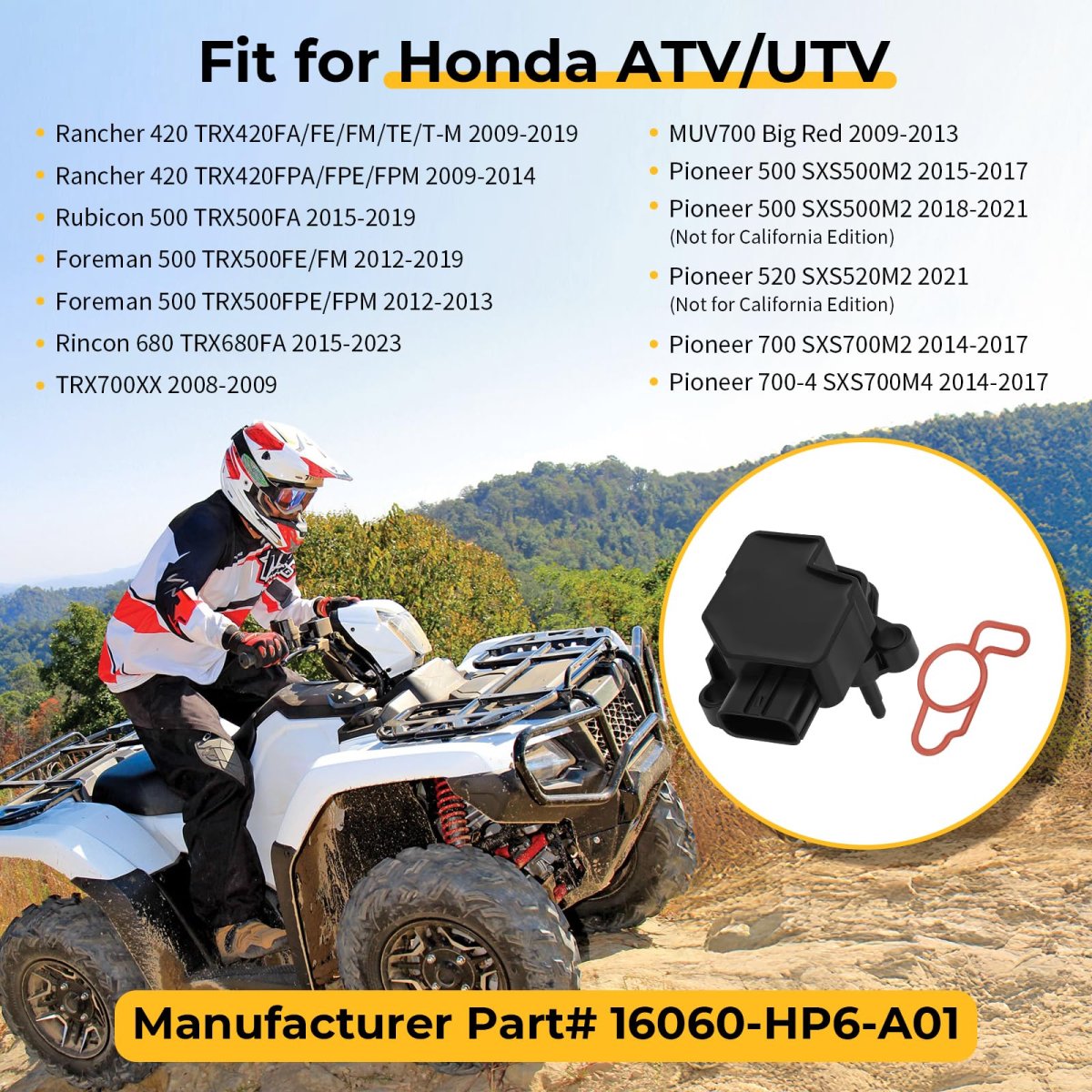 Throttle Position Sensor Tps 16060-hp6-a01 For Honda Rancher 420 Trx420 Rubicon Foreman 500 Tr Rincon 680 Trx680 Pioneer 500