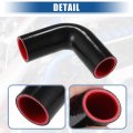 Uxcell 1 Set 38mm 5 Id 90 Degree Elbow Coupler Silicone Hose 4-ply With 2 Pcs Clamps Black Red