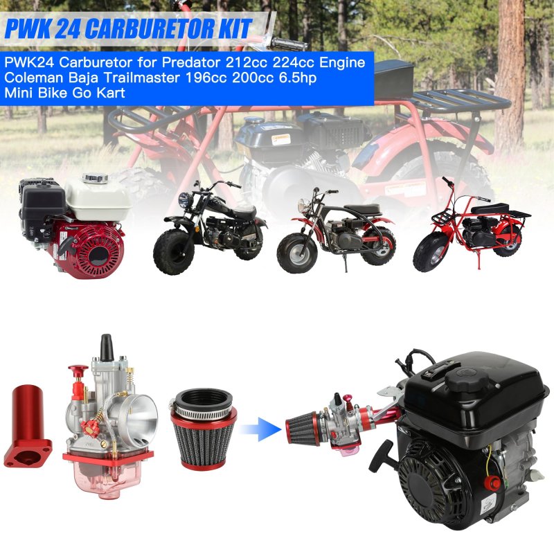 Pwk 24mm Carburetor Intake Manifold Kit For Predator 212cc 196cc 200cc 6 5hp Engine Coleman Ct200u Bt200x Kt196 Baja Warrior