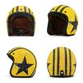 Woljay 3 4 Open Face Helmet Motorcycle Flat With Rebel Star Graphic Black Yellow L