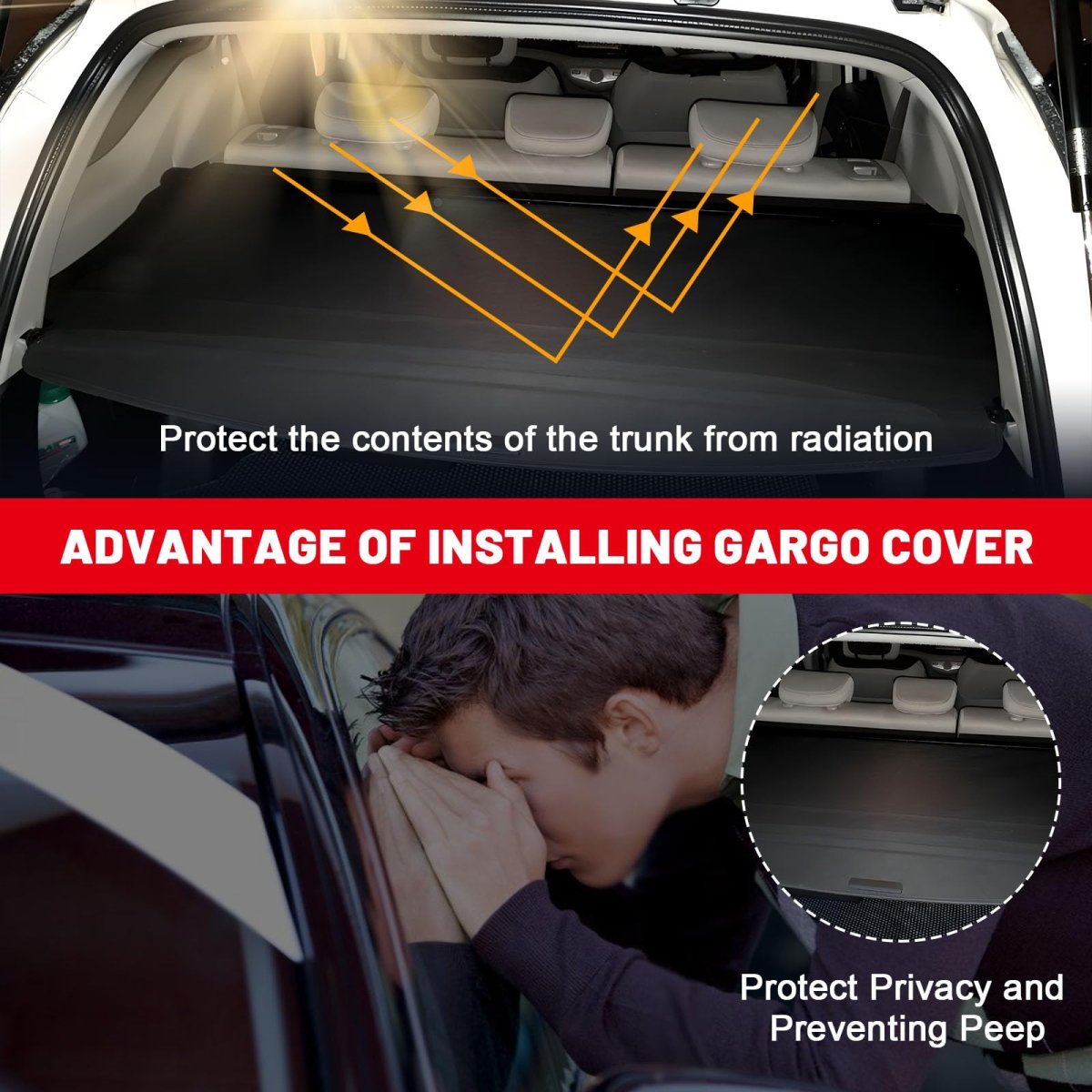 Retractable Cargo Cover For Buick Encore 2013 To 2016 Waterproof Trunk Shade Privacy And Security Tool Free Installation Carbon