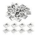20pcs M5 T Nut Tee Sliding Slots T-slot Hammer Nut Block Square Nuts Fastener Carbon Steel Nickel Plated For Aluminum Extrusion 