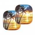 Goronwyfloyd Sunset Beach Coconut Tree Windshield Sunshade Foldable 2-piece Car Front Window Blocks Uv Rays Sun Visor Titanium
