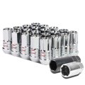 M12 X 25 Open End 16pc Steel Wheel Lug Nuts 4 Lock Nut 1 Key Chrome