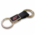 Ipick Image Made For Ford Focus St Black Leather Insert Golden Metal Strap Premium Key Chain