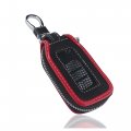 Car Key Fob Cover Case Leather Holder With Mesh Window Universal Keychain Accessories For Women Men Black Red 