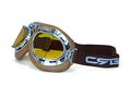 Crg Sports Vintage Aviator Pilot Style Motorcycle Cruiser Scooter Goggle T08 T08syn Yellow Lens Silver Frame Brown Padding 