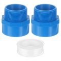 Pvc Male Adapter Pipe Fitting 2pcs 2 2-way Connectors With Sealant Tape Socket X Thread Hose Coupling For Plumbing Water Line 