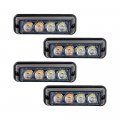 4x White Amber 4-led Emergency Strobe Light Head Waterproof Surface Mount Deck Dash Grille 16 Flashing Patterns