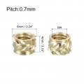 Uxcell Knurled Insert Nuts 50pcs M4 X 4mm L 6mm Od 3d Printing Brass Female Threadeds Heat Set Insert Embedment