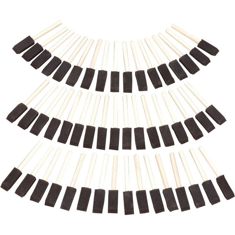 Woodstock D3247 Foam Brush Set With Wood Handles 50-piece