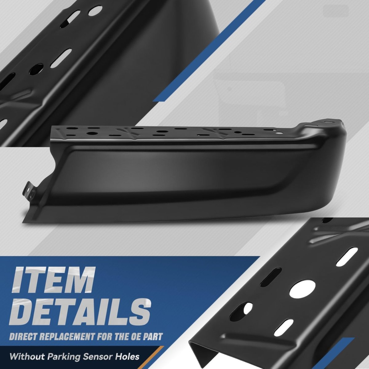 Auto Dynasty Rear Bumper End Cap For 2021 2022 2023 2024 Ford F-150 Passenger Right Side Replacement Non Park Sensor Hole