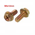 Uxcell 20pcs M5x12mm Yellow Zinc Plated 4 8 Grade Phillips Drive Serrated Flange Hex Head Bolt