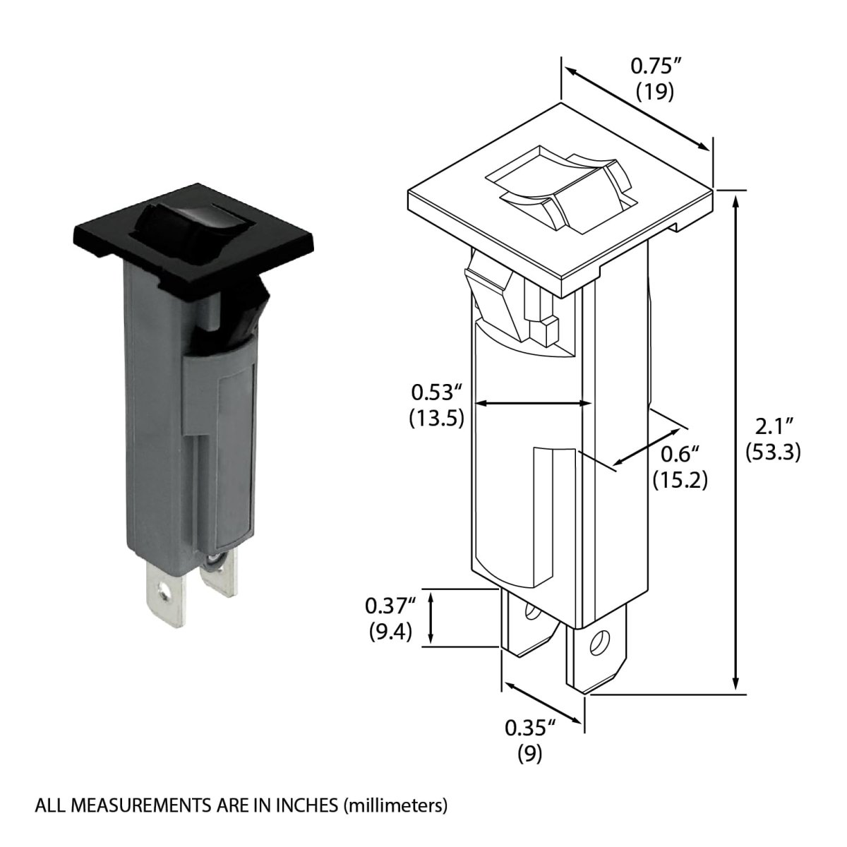 W Type 16 Amp Thermal Circuit Breaker Fuse W28-xq1a-16 Quick Connect Snap-in 16a 3 Pack