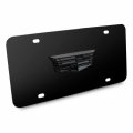 Ipick Image Made For Cadillac 3d Crest Logo In Gunmetal Dark Gray On Black Stainless Steel License Plate