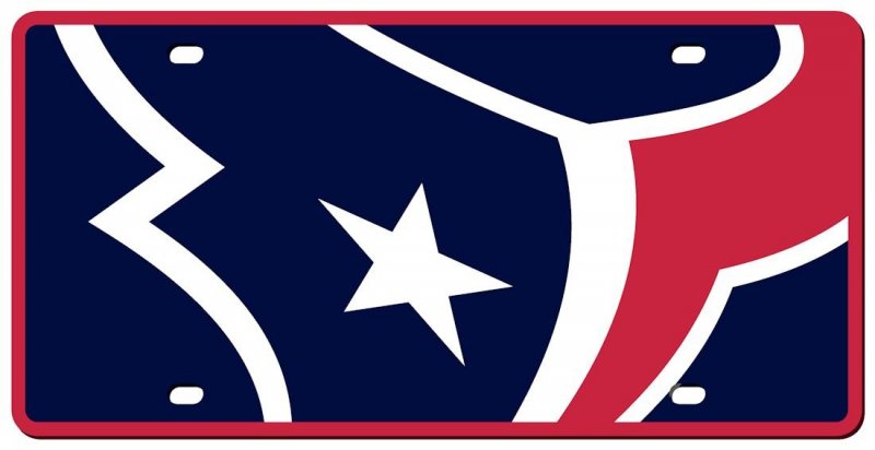 Houston Texans Acrylic Mega Style License Plate Nfl Universal Fit For Trucks High Impact Custom Colored Material