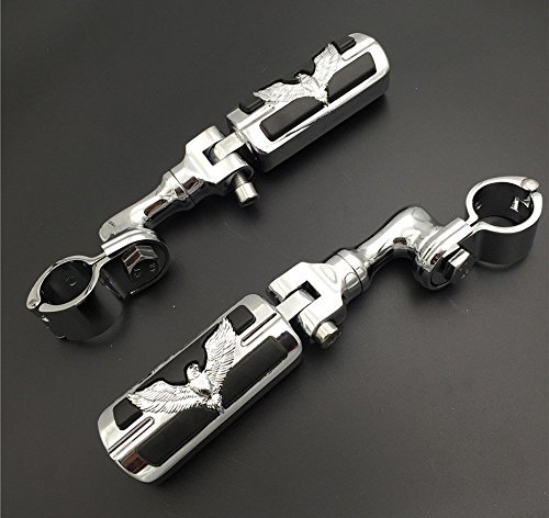 Chrome Adjustable Motorcycle Highway Peg Mounting Kit For 1 5 In Front Engine Guard Frame Tube Eagle Style Footrest V-star