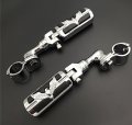 Chrome Adjustable Motorcycle Highway Peg Mounting Kit For 1 5 In Front Engine Guard Frame Tube Eagle Style Footrest V-star