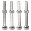 Uxcell M8 X 65mm Hex Head Screws Bolts Nuts Flat Lock Washers Kits 304 Stainless Steel Fully Thread Hexagon 4 Sets