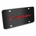 Ipick Image Compatible With Dodge Challenger Classic In Red 3d Logo On Black Carbon Fiber Look Stainless Steel License Plate