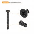 Uxcell 6 X 1-1 4 Sheet Metal Screws 100pcs Black Oxide 410 Stainless Steel Flat Head Phillips Drive Self Drilling